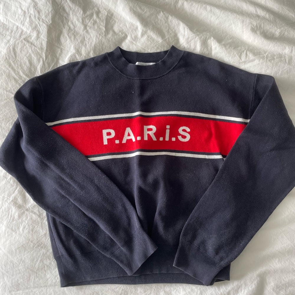 & Other Stories Black and Red Crew Neck Sweater